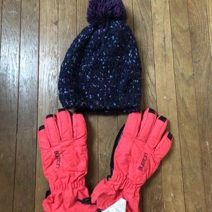 Burton glove and snow hat